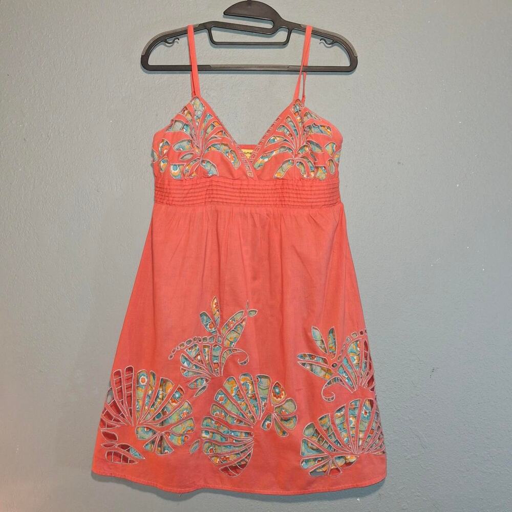 Lulumari coral floral embroidered babydoll